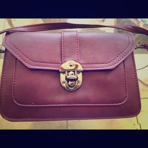 Small handbag purple compact ladies leather